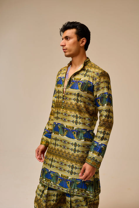 Pattern kurta with brown background