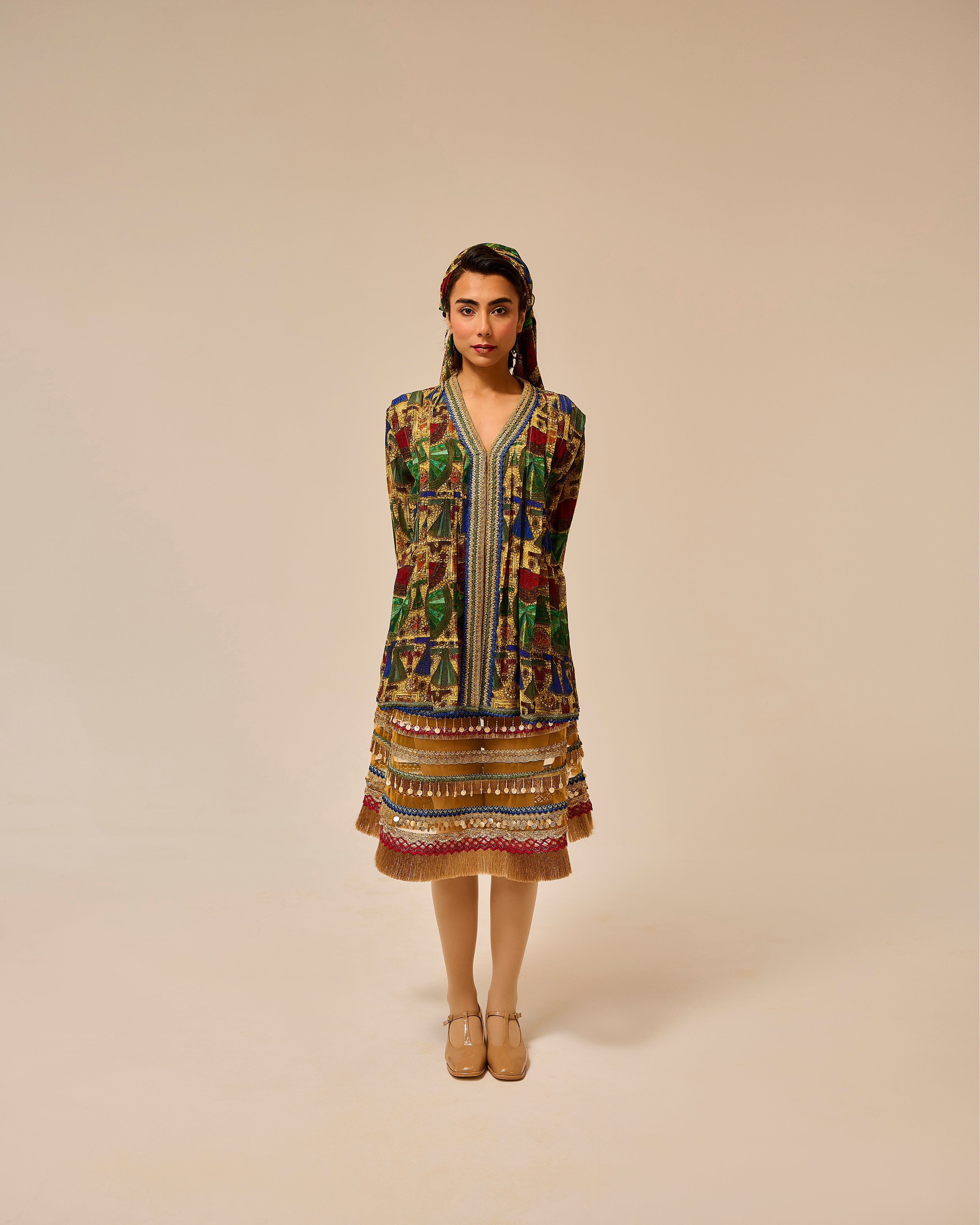 Royal Rajputana Shirt & Vintage Token Skirt Set