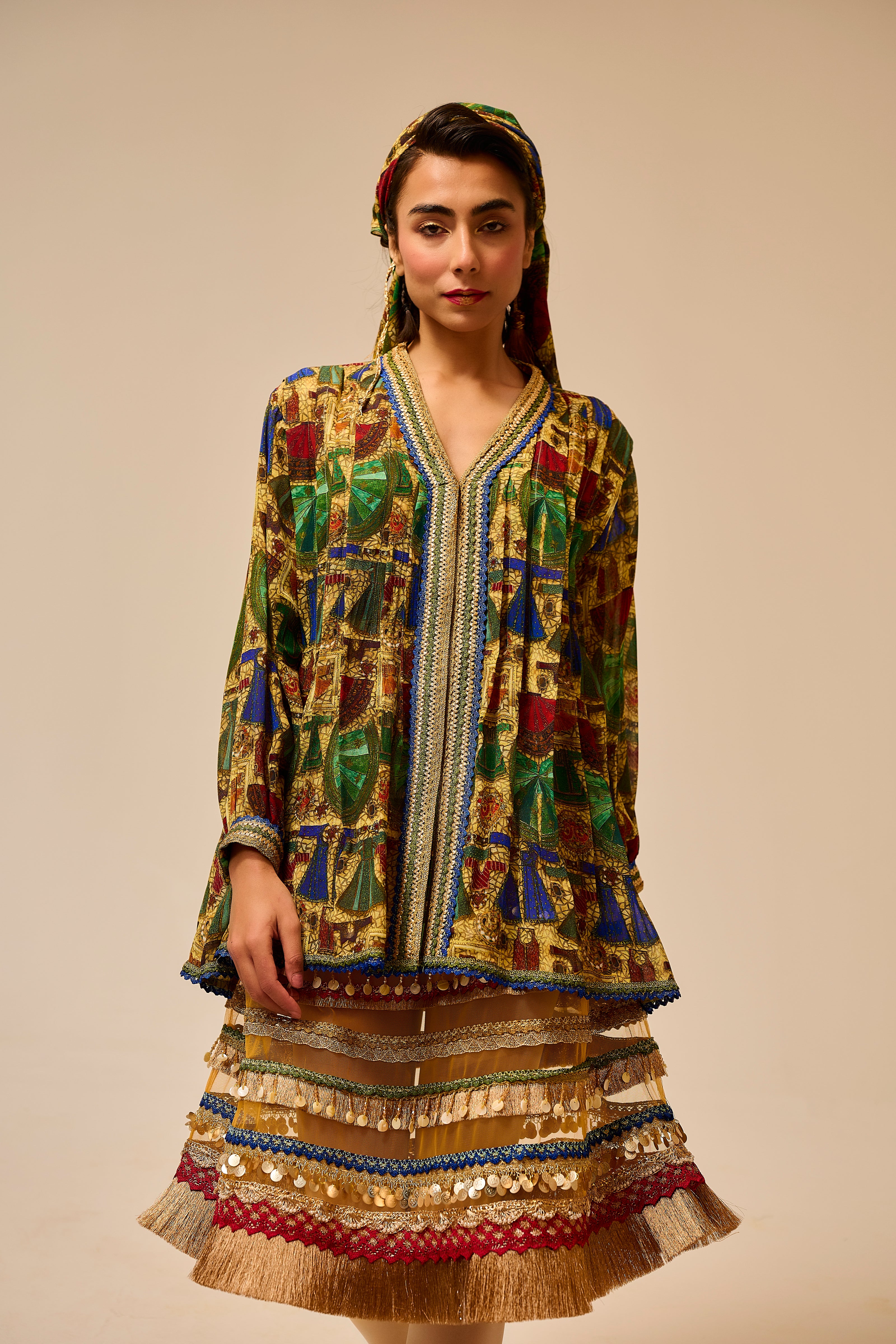 Royal Rajputana Shirt & Vintage Token Skirt Set
